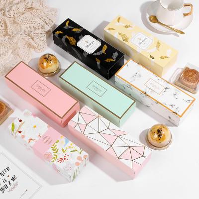 China Handmade Color Bronzing Long Strip Snowflake Gift Box 80g Egg Yolk Packing Box Oxzha Biscuit Baking Western Point Crunchy Bo for sale