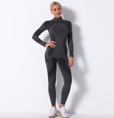 China Yoga Set Breathable Gym Sport Suit Custom Made 2 Piece Women Long Sleeve Tracksuit Fitness Clothing Tops Shirts Pants for sale