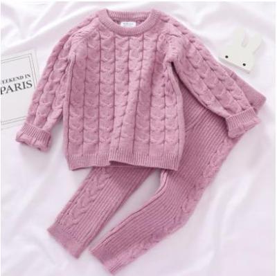 China Wholesale Cheap Knitting Pullover Sweater+Pant Casual Soft Winter Fabric Kids Clothing Sets for sale