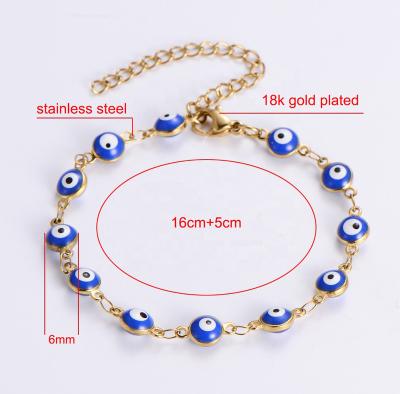 China TRENDY New Turkey Eye Stainless Steel charm 18K gold plated Bangle evil eyes Bracelets for Women Jewelry for sale