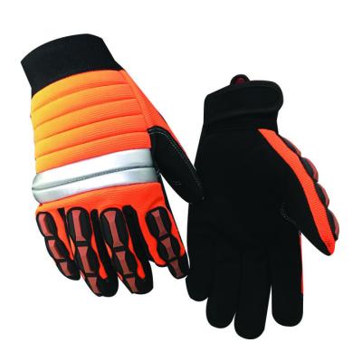 China Hi-Strength Cheap Pulling Protection Gloves Impact Resistant Hand Pulling With TPR Back, Abrasion Resistant Synthetic Leather Palm for sale