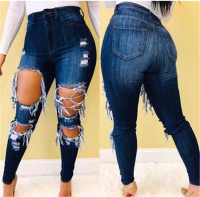 China 2020 new summer women's breathable denim pants female best-selling basic ladies trousers ripped jeans for sale