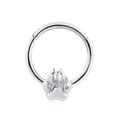 China Hinged Nose Ring Jewelery Segment Clicker Segment Paw Nose Ring ASTM-F136 Seamless Bear Fashion 16G FASHIONABLE Custom Body Jewelry for sale