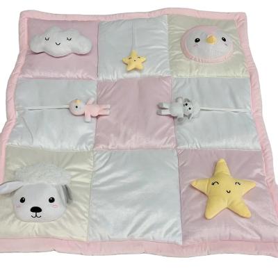 China Baby Playmat Mink Animal Plush Fire Retardant Toy Playing Blanket Elephant Bear Sheep Cloud Moon Functional Star for sale