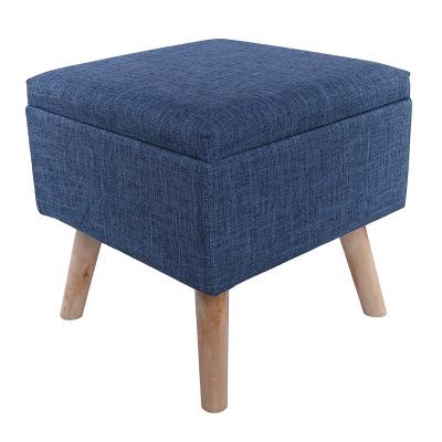 China Storage stool stool with wooden legs and hinges in linenette for sale