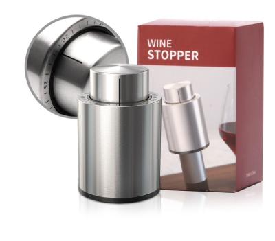 China Silver Stocked Polished Stainless Steel Red Wine Closure Bottle Wine Vacuum Stopper for sale