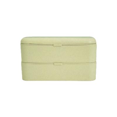 China Freshness Preservation Top Fashion Biodegradable Bento Box Double-Layer Renewable Wheat Straw Lunch Box for sale