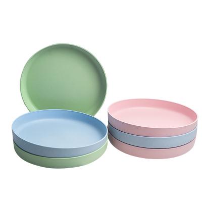 China Sustainable hot selling 8 inch bamboo fiber sala dish do not contain environmentally degradable melamineplastic round fruit dish for sale