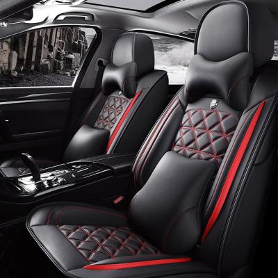 China Protect Car Interior Designer Black Fly5D PU Material Leather Universal Of Car All Season Front And Back Car Seat Covers for sale