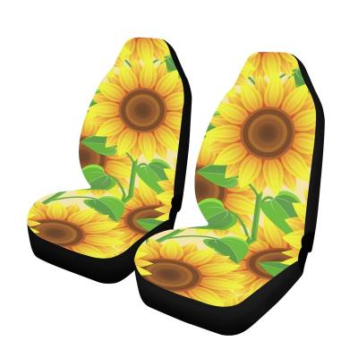 China Flower Polyester Fabrics Car Seat Covers Sunflower Print Car Seat Saddle Cushion Fully Covered Cushion 5 Seats Universal Car for sale