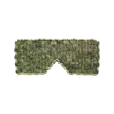 China 100% Natural Wholesale Price Yellow and Green Lightweight Jade and Rose Quartz Jade Stone Blindfold Durable for Eye for sale