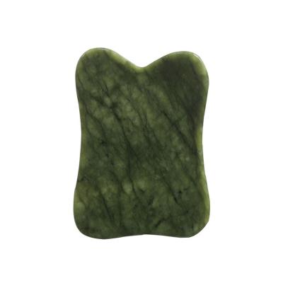 China Jade Facial Massage Nephrite Gua Sha Factory Private Custom Made For Face Dark Green Jade Stone Massage Gua Sha Board for sale