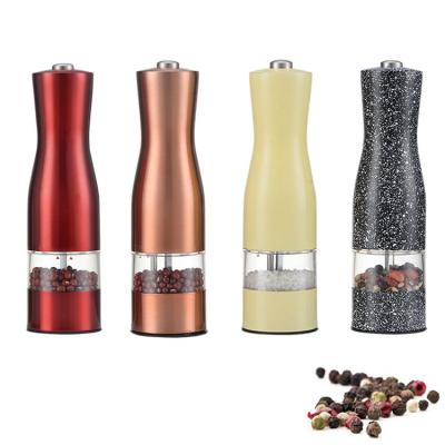 China Sustainable High Quality Battery Operated Stainless Steel Electric Salt and Pepper Grinder with LED Light for sale