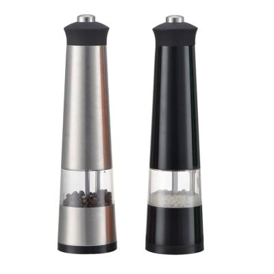 China Factory Wholesale Battery Operated Electric Salt and Pepper Mill Stainless Steel Automatic Pepper Grinder Set for sale