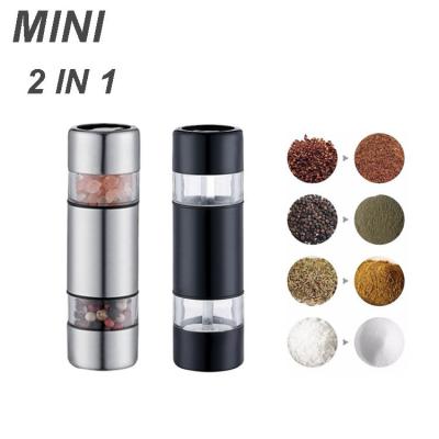 China Hot Selling Sustainable Amazon Mini 2 In 1 Stainless Steel Salt And Pepper Grinder Adjustable Ceramic Pepper Mill for sale