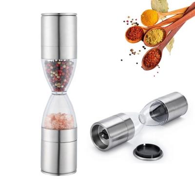 China Sustainable Premium Stainless Steel Dual 2 In 1 Salt And Pepper Grinder Adjustable Ceramic Pepper Mill for sale