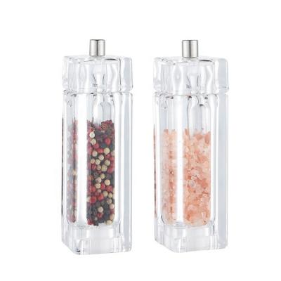 China Sustainable Manual Acrylic Adjustable Ceramic Salt And Pepper Mill Spice Grinder For Kitchen for sale