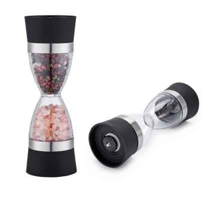 China Viable Manual 2 in 1 Salt and Pepper Grinder Set Adjustable Ceramic Acrylic Pepper Mill for Kitchen for sale