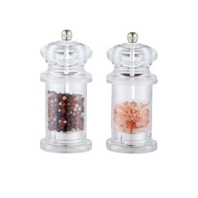 China Viable Factory Wholesale Transparent Acrylic Salt and Pepper Grinder Set Adjustable Pepper Mill for sale