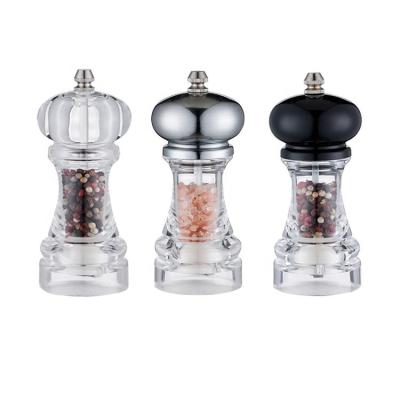 China Sustainable New Model Manual Acrylic Salt And Pepper Grinder Adjustable Ceramic Pepper Mill Set For Kitchen for sale