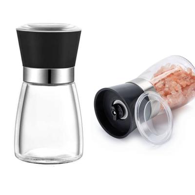 China Sustainable Low Price Glass Bottle Salt And Pepper Grinder Disposable Glass Pepper Mill for sale