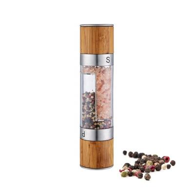 China Amazon Hot Sale Wooden Hot Bamboo 2 in 1 Manual Salt and Pepper Grinder Set Spice Mill for Kitchen for sale