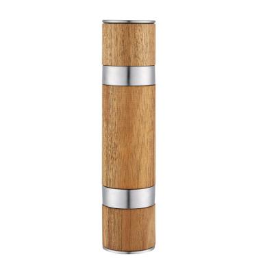 China New Viable Wooden 2 in 1 Wooden Salt and Pepper Grinder Pepper Mill with Adjustable Coarseness Spice Grinder for sale