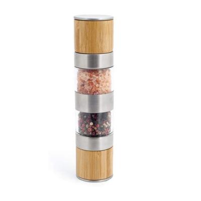 China New Viable 2 in 1 Stainless Steel Salt and Pepper Grinder Bamboo Adjustable Ceramic Salt Pepper Mills for sale