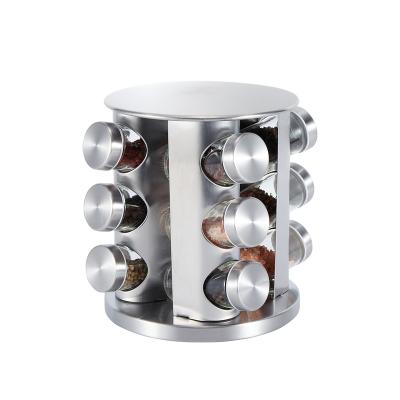 China Wholesale Stainless Steel Spice Rack Multi Style Rotatable Rack With Jar Glass Bottle for sale