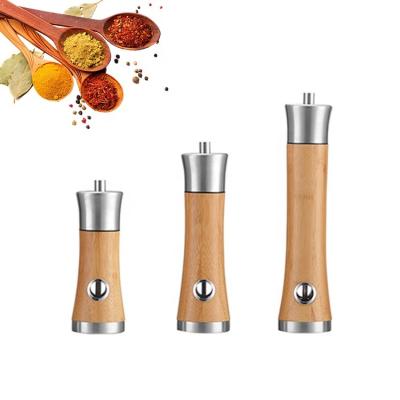 China Sustainable Factory Wholesale Set Of 2 Bamboo Salt And Pepper Grinder Set For Kitchen for sale