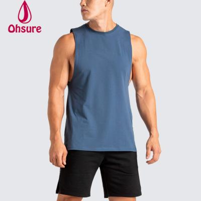 China QUICK DRY High Quality Mens Tank Tops Fit 100%Cotton Sporty Muscle Tanks Sleeveless Tops Gym Wear for sale