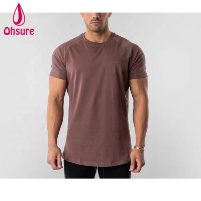 China Muscle Fit Anti-Shrink T-Shirt For Men's Running Sport Gym Man Cotton Spandex Top Tee for sale