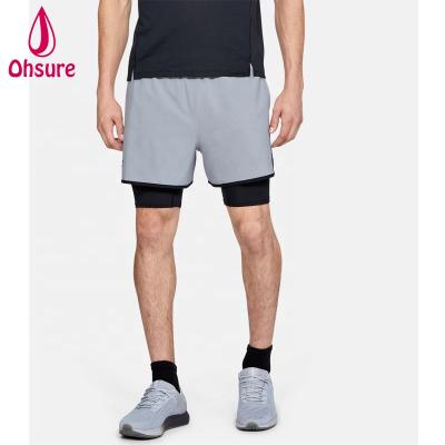 China Antibacterial Running Shorts Man OEM Customized Double Layer Sport Shorts Gym Training Shorts for sale