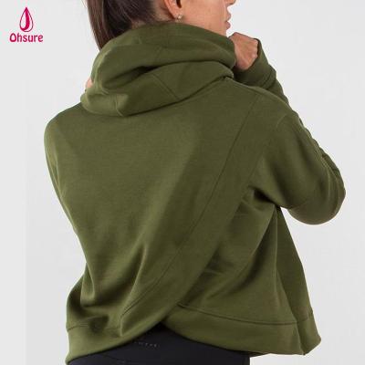 China 95% Cotton 5% Cotton Spandex Women's Anti-Shrink Fleece Cross Back Hoodie Sports Hoodie Gym Hoodie for sale