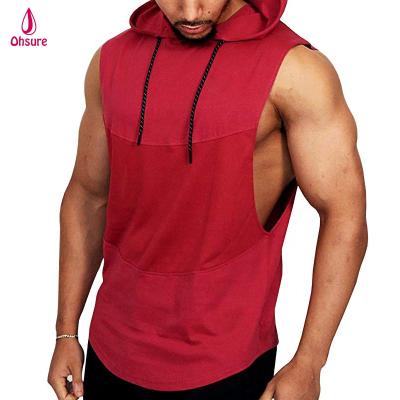 China Anti-shrink dry fit men's tank top sports hoodie wear sleeveless 100% polyester sports hoodie for sale