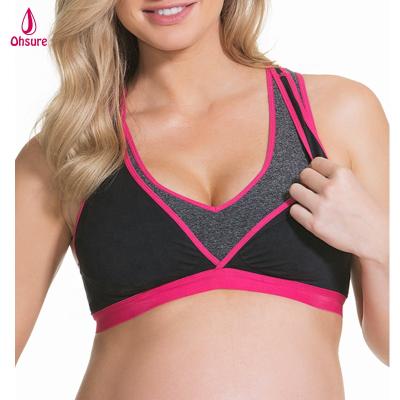 China Maternity Friendly Breathable Nylon Spandex Women Breastfeeding Active Sports Bra Nursing Gym Bra for sale