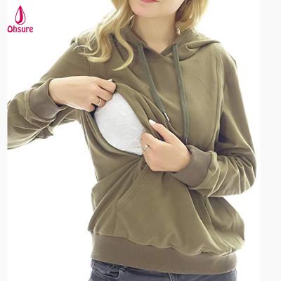 China Women's Casual Maternity Nursing Hoodie Anti-Shrink Cotton 100% Hidden Zipper Breastfeeding Hoodie for sale