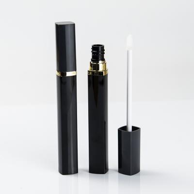 China Cosmetic 4.8ml Black Private Label Wholesale Empty Lip Gloss Container Package Wand Lip Gloss Tubes for sale