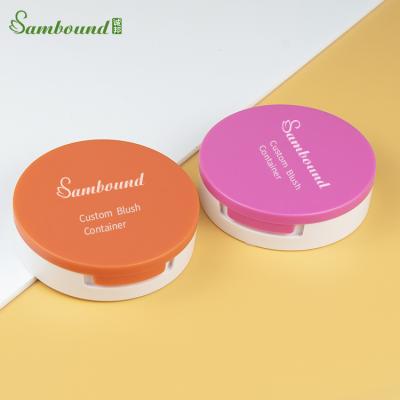 China Recycled Materials OEM Logo Round Pink Blush Container Single Circle Empty Blush Powder Contract Case Packaging Custom for sale