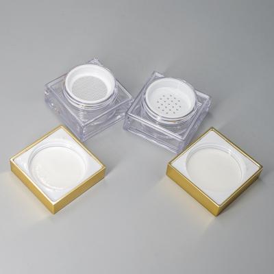 China Wholesale Loose Powder Container 12.8ml Empty Plastic Square Compact Packaging Loose Powder Container With 52mm Sieve for sale