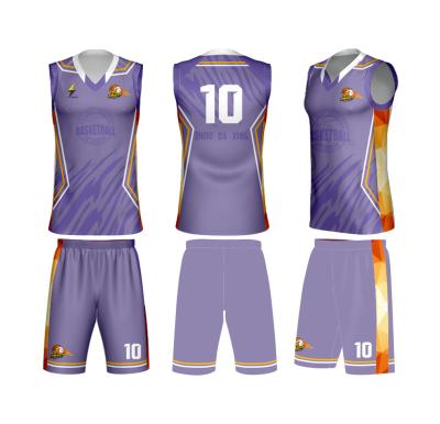 China Full Sublimation Team Design High Quality Custom Logo Color Breathable Purple Women's Tank Top Girls Basketball Uniforms for sale