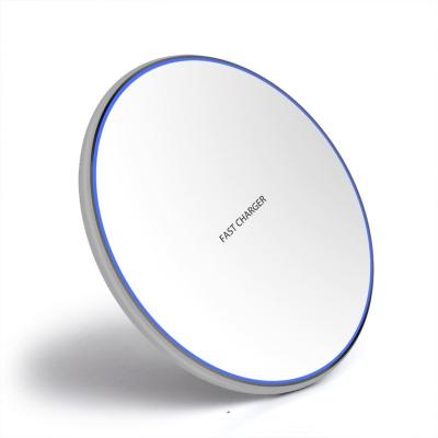 China High Speed ​​Smart Wireless Charger Metal Mirror 10W QI Simple Circular Mobile Phone Radio Desktop Charging Quickly for sale