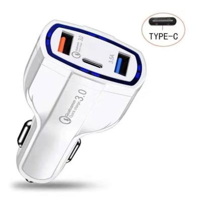 China CE/FCC Mobile Phone USB Car Charger Palladium QC 3.0 Fast Charging 3 Mini Car Play Adapter for Mobile Phone USB C Car Charger for sale