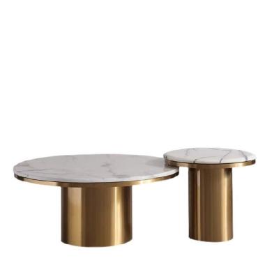 China Customized new 2022 stainless steel coffee table modern round coffee table modern living room dining table for sale