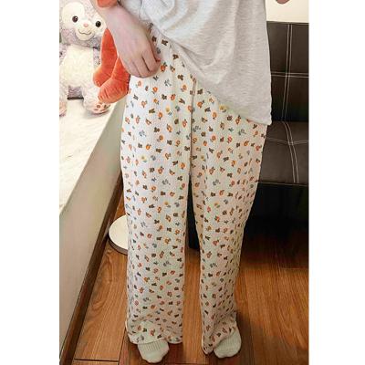 China Breathable Spring and Autumn small floral sweet print women's pajama pants, elastic waist comfortable casual pants, custom pajama pants for sale