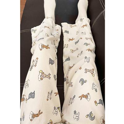 China Breathable Spring and autumn small animal cartoon print women's pajama pants, loose casual home pants, custom pajama pants for sale