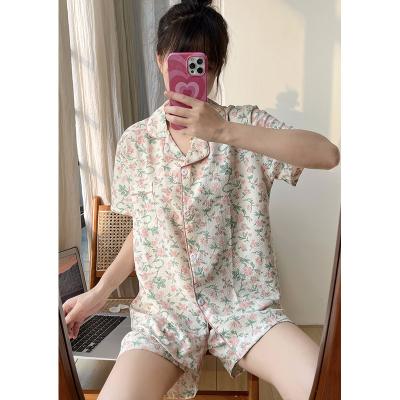 China Breathable Wholesale pajama sets, summer short-sleeved sweet short-sleeved women's pajama sets, soft and comfortable girls pajamas for sale