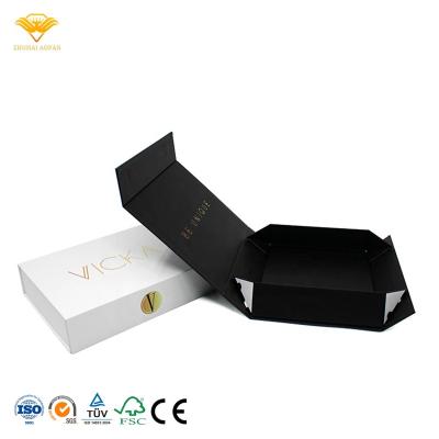 China Recycled Materials Wholesale Custom Luxury Rigid Paper Cardboard Black Single Empty Magnetic Closure Gift Box for sale