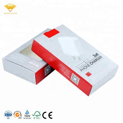 China Recycled Materials Folding Cardboard Mobile Accessories Packaging Box Earphone Paper Box USB Data Cable Charging Box for sale