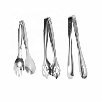 China High Quality Viable 304 Stainless Steel Food Tongs Factory Directly Getting Food Tools BBQ Meat Tongs Grill Steak Bread Tongs Sets for sale